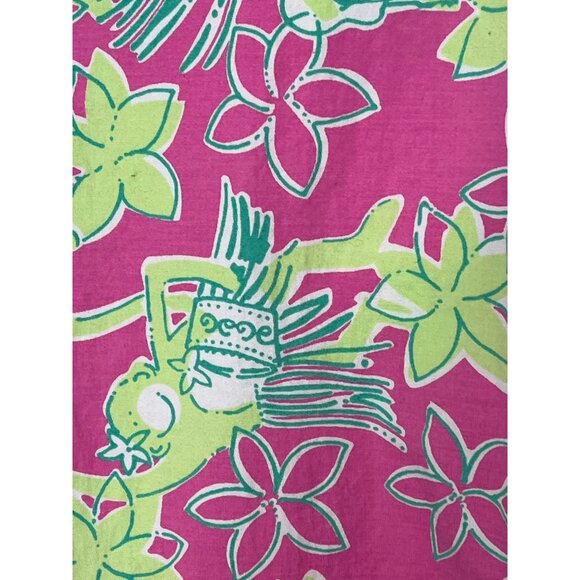Lilly Pulitzer Pants Womens Petites 10P Cropped Pink Green Floral Hula Monkey - Picture 7 of 12